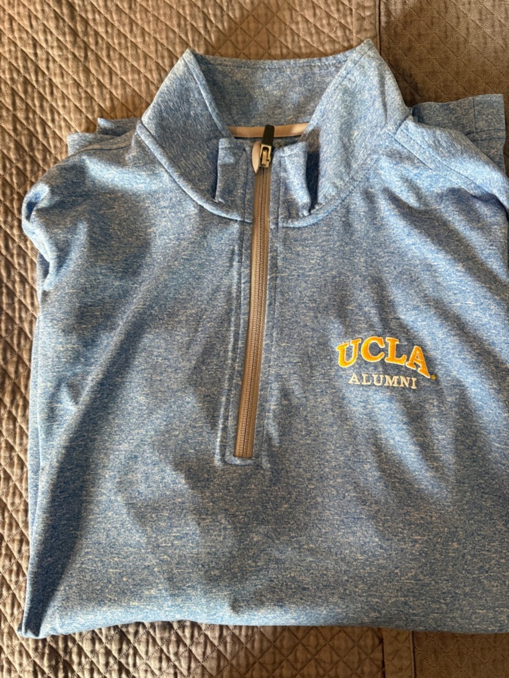UCLA Alumni Men's Heathered Blue Quarter-Zip Pullover